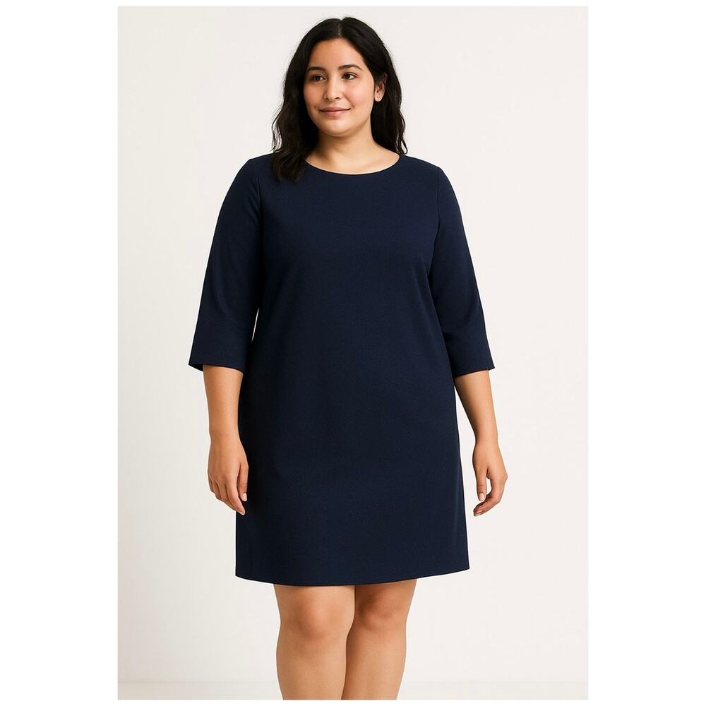 MM. LaFleur Half Sleeve Knee Length Sheath Dress Blue Womens Plus 1X Career